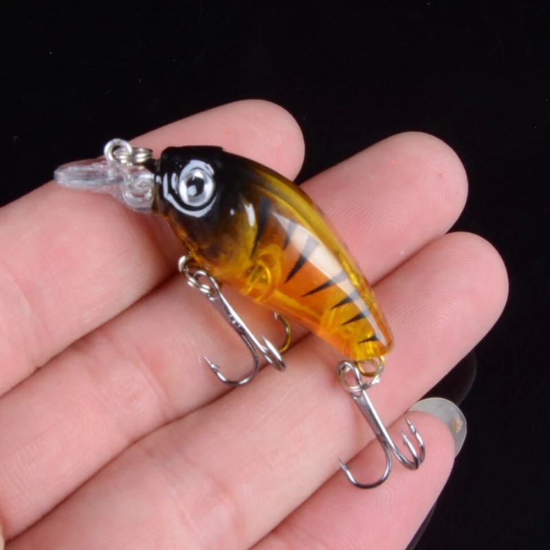 1 τεμ. Fishing Lure Crankbait 45mm 3,5g Popper Minnow Wobblers Isca Artificial Bait Εργαλείο ψαρέματος Topwater Two Hooks 3D Eyes