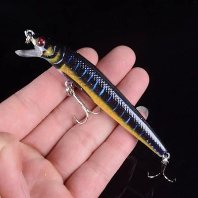 1 buc 9,5 cm 8,5 g Naluci de pescuit Minnow Hard Bionic 3D ochi momeală pictată 6 # cârlig Wobblers Swim Fishing Tackle 6 culori