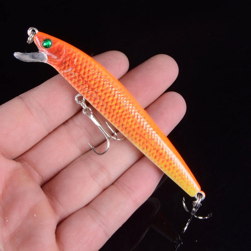 1tk 9,5cm 8,5g Minnow kalapüügi landid Hard Bionic 3D silmad, värvitud sööt 6# konksu voblerid ujumisriistad 6 värvi