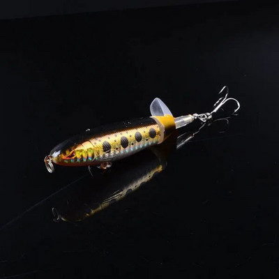 1gb Liels spiedpogas 9cm 13g Topwater Makšķerēšanas māneklis Mākslīgā cietā ēsma 3D Eyes Swimbait Mīksta Rotējoša Aste Makšķerēšanas piederumi