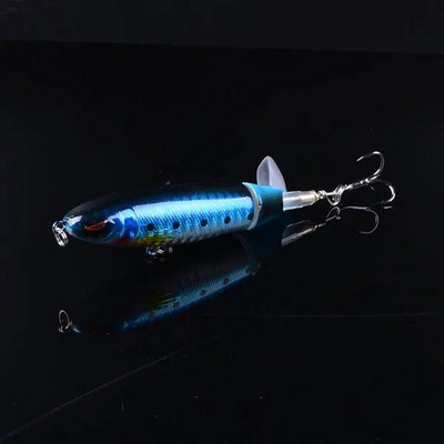 1gb Liels spiedpogas 9cm 13g Topwater Makšķerēšanas māneklis Mākslīgā cietā ēsma 3D Eyes Swimbait Mīksta Rotējoša Aste Makšķerēšanas piederumi