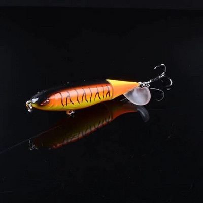 1gb Liels spiedpogas 9cm 13g Topwater Makšķerēšanas māneklis Mākslīgā cietā ēsma 3D Eyes Swimbait Mīksta Rotējoša Aste Makšķerēšanas piederumi