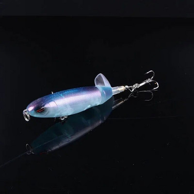 1gb Liels spiedpogas 9cm 13g Topwater Makšķerēšanas māneklis Mākslīgā cietā ēsma 3D Eyes Swimbait Mīksta Rotējoša Aste Makšķerēšanas piederumi