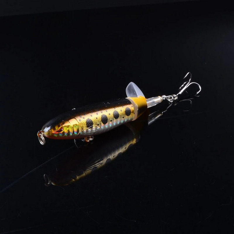 1gb Liels spiedpogas 9cm 13g Topwater Makšķerēšanas māneklis Mākslīgā cietā ēsma 3D Eyes Swimbait Mīksta Rotējoša Aste Makšķerēšanas piederumi