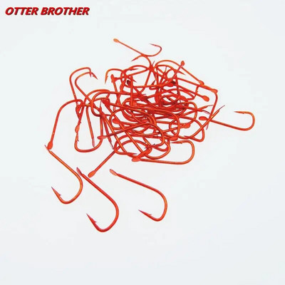 100 τμχ Fishing Hook Series 1#-8# Αγκαθωτό αγκίστρι ψαριού υψηλής ανθρακούχο χάλυβα κόκκινο χρυσό Fishhooks Bent Baitholder Ringed Carp Hook Tackle