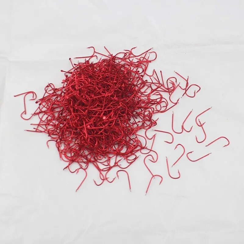 100 τμχ Fishing Hook Series 1#-8# Αγκαθωτό αγκίστρι ψαριού υψηλής ανθρακούχο χάλυβα κόκκινο χρυσό Fishhooks Bent Baitholder Ringed Carp Hook Tackle