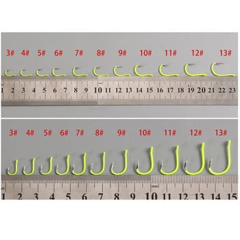 50 бр. Флуоресцентни риболовни куки с бодлива единична кръгла шаранска кука от въглеродна стомана Морска кука за риболов с муха Аксесоари