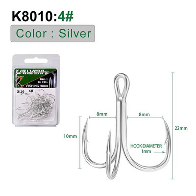 KATYUSHA 20 τεμ. Τρίκλινα αγκίστρια 14#-1/0# Άγκιστρα ψαρέματος αλμυρού νερού Άγκιστρα ψαρέματος από χάλυβα υψηλής περιεκτικότητας σε άνθρακα Άγκιστρα υψηλής αντοχής Είδη ψαρέματος