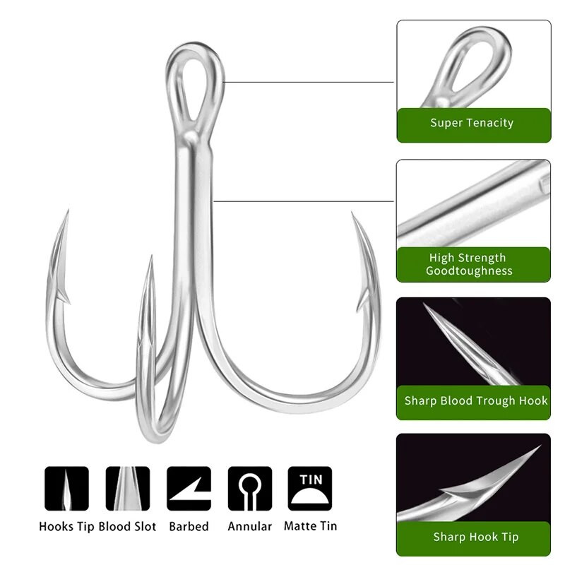 KATYUSHA 20 τεμ. Τρίκλινα αγκίστρια 14#-1/0# Άγκιστρα ψαρέματος αλμυρού νερού Άγκιστρα ψαρέματος από χάλυβα υψηλής περιεκτικότητας σε άνθρακα Άγκιστρα υψηλής αντοχής Είδη ψαρέματος