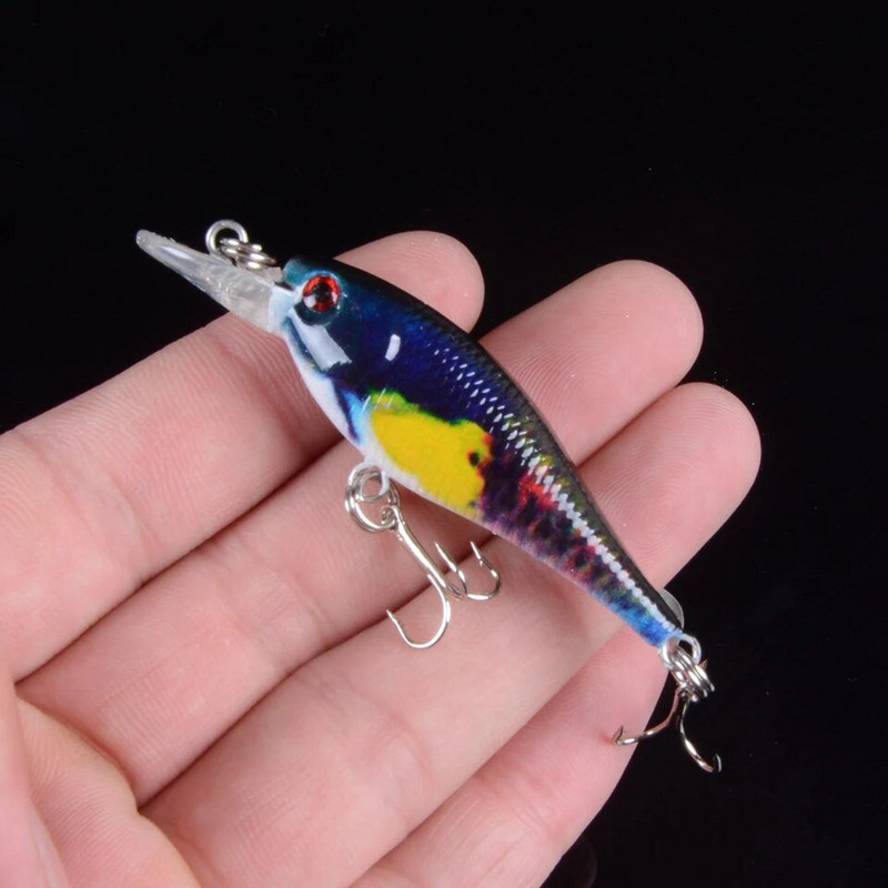 1 kom 6,5 cm 4,7 g voblera s vabicama za pecanje Minnow s 8 udica s plutajućim tvrdim mamcem, ribolovnim priborom Pesca Carp Crankbait 3D oči