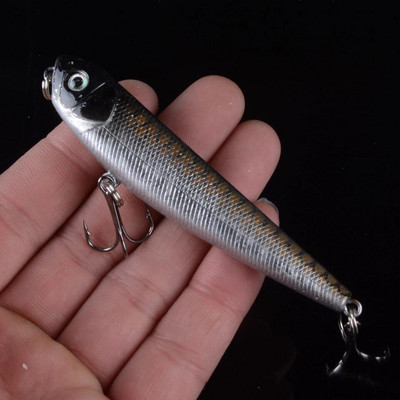 1τμχ Top Water Fishing Lure Wobbler Μολύβι σκληρής πλαστικής τεχνητής επιφάνειας Minnow 8,5cm 10g με 3D μάτια