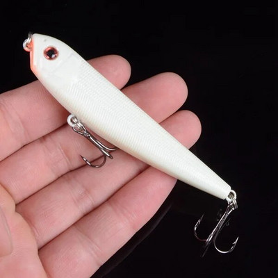 1τμχ Top Water Fishing Lure Wobbler Μολύβι σκληρής πλαστικής τεχνητής επιφάνειας Minnow 8,5cm 10g με 3D μάτια