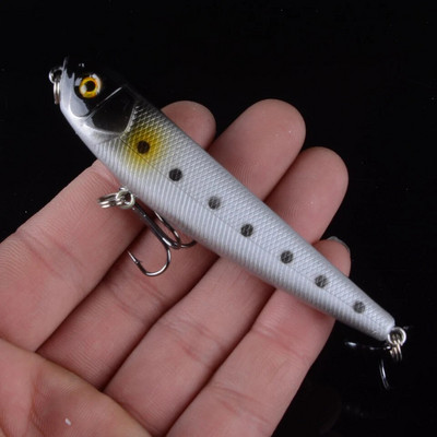 1τμχ Top Water Fishing Lure Wobbler Μολύβι σκληρής πλαστικής τεχνητής επιφάνειας Minnow 8,5cm 10g με 3D μάτια