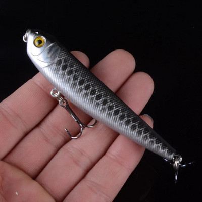 1τμχ Top Water Fishing Lure Wobbler Μολύβι σκληρής πλαστικής τεχνητής επιφάνειας Minnow 8,5cm 10g με 3D μάτια