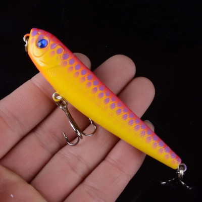 1τμχ Top Water Fishing Lure Wobbler Μολύβι σκληρής πλαστικής τεχνητής επιφάνειας Minnow 8,5cm 10g με 3D μάτια