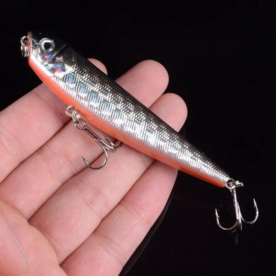 1τμχ Top Water Fishing Lure Wobbler Μολύβι σκληρής πλαστικής τεχνητής επιφάνειας Minnow 8,5cm 10g με 3D μάτια