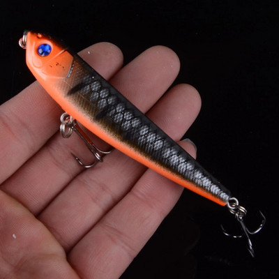 1τμχ Top Water Fishing Lure Wobbler Μολύβι σκληρής πλαστικής τεχνητής επιφάνειας Minnow 8,5cm 10g με 3D μάτια