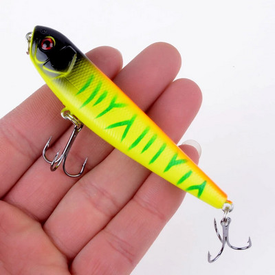 1τμχ Top Water Fishing Lure Wobbler Μολύβι σκληρής πλαστικής τεχνητής επιφάνειας Minnow 8,5cm 10g με 3D μάτια