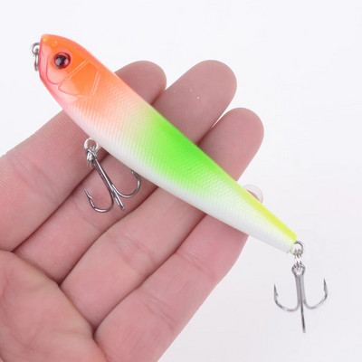 1τμχ Top Water Fishing Lure Wobbler Μολύβι σκληρής πλαστικής τεχνητής επιφάνειας Minnow 8,5cm 10g με 3D μάτια