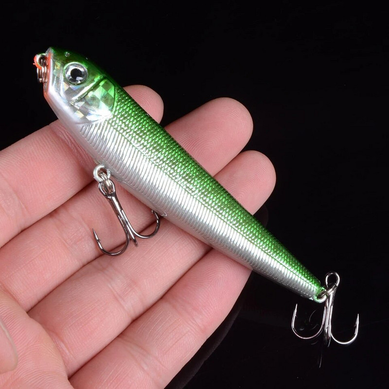 1τμχ Top Water Fishing Lure Wobbler Μολύβι σκληρής πλαστικής τεχνητής επιφάνειας Minnow 8,5cm 10g με 3D μάτια