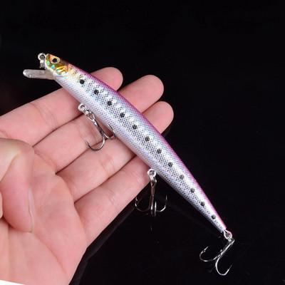 1gb 12,5cm 12,5g Minnow zvejas mānekļu vobleris ar 6# trīs āķiem, peldošs cietās ēsmas makšķerēšanas piederumi Pesca Carp Crankbait 3D Eye