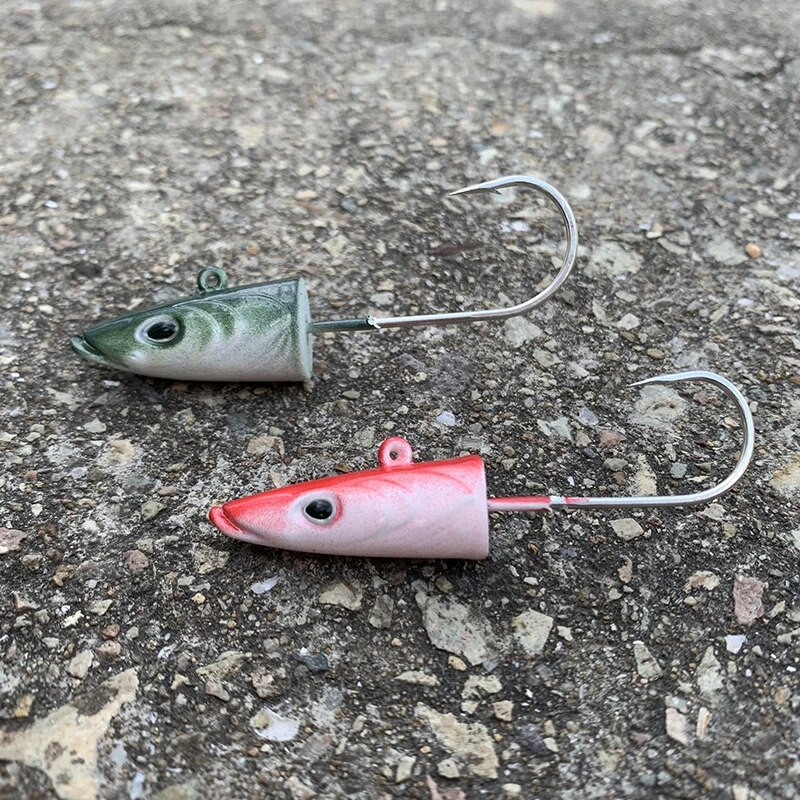 HAIMALUO Jig Head Hook Part Happy Soft Fishing Lure Artificial Saltwater Sea BassFishing Bait Swimbait Tackle Fish Head Part