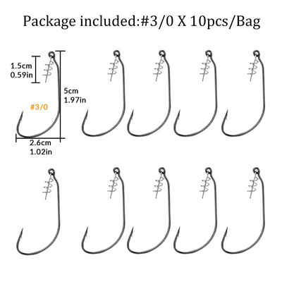 10 tk/partii Pehme ussipüügikonks koos vedrulukuga karpkala õngekonks pehme peibutussööda vändakonksu jaoks #1/0-#5/0