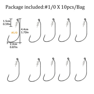 10 tk/partii Pehme ussipüügikonks koos vedrulukuga karpkala õngekonks pehme peibutussööda vändakonksu jaoks #1/0-#5/0