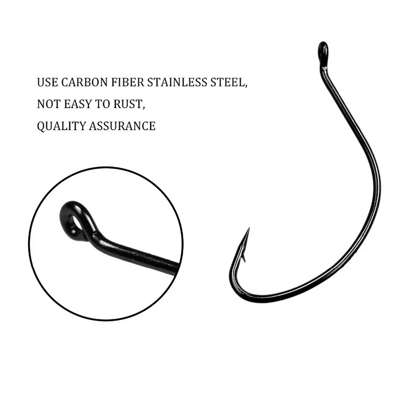 50 vnt./stal. Plataus tarpo kabliukai iš anglies turinčio plieno žvejybiniai kabliukai 6#-3/0# alkūninis kabliukas jauko sliekas Pesca minkštiems masalo reikmenims