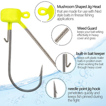 5 бр./лот Риболовна кука с джиг глава 3,5 g 5,5 g 6,5 g Риболовна кука с бодлива риба без плевели Риболовна кука Ned Rig за риболов на бас