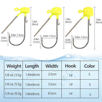 5 τμχ/παρτίδα Jig Head Fishing Hook 3,5g 5,5g 6,5g Weedless Barbed Fishhook Fishing Ned Rig for Bass Fishing