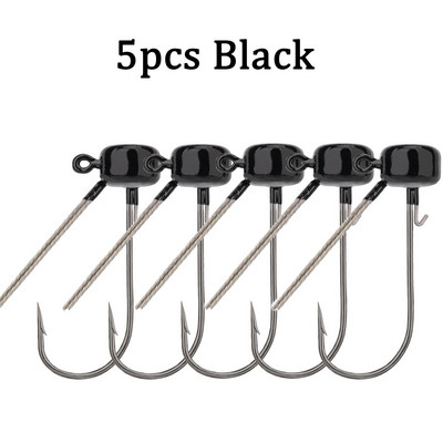 5tk/partii Jig Head õngekonks 3,5g 5,5g 6,5g Weedless Barbed Fishhook Fishing Ned Rig bassipüügiks