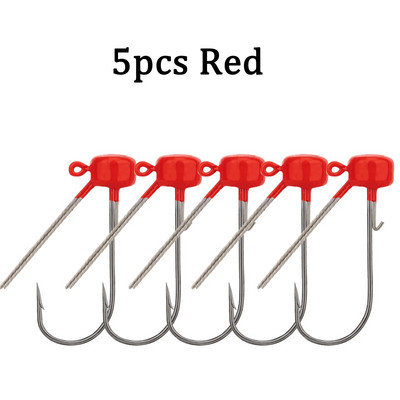 5tk/partii Jig Head õngekonks 3,5g 5,5g 6,5g Weedless Barbed Fishhook Fishing Ned Rig bassipüügiks