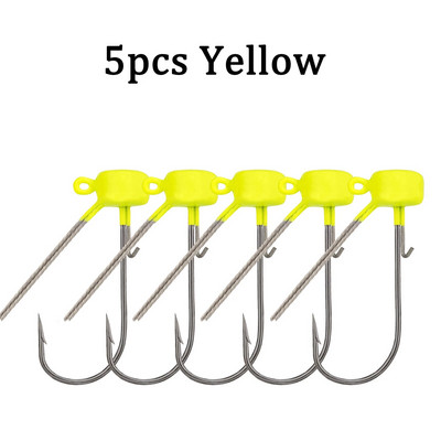 5tk/partii Jig Head õngekonks 3,5g 5,5g 6,5g Weedless Barbed Fishhook Fishing Ned Rig bassipüügiks