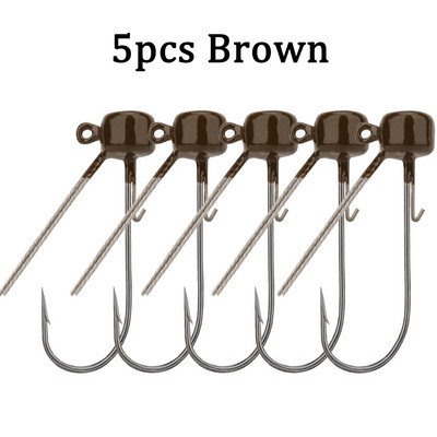 5tk/partii Jig Head õngekonks 3,5g 5,5g 6,5g Weedless Barbed Fishhook Fishing Ned Rig bassipüügiks