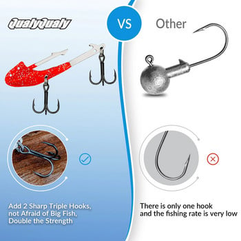 2,5 CM държач за стръв Двойни остри тройни куки Мека основа за примамка за мека риболовна стръв с дължина 3-4 инча за голяма/малка риба