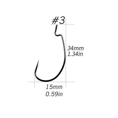QualyQualy 20 komada 2 pakiranja veličina 1-12 2/0 1/0 3/0 4/0 Jig Worm Udica za mamac Ugljični čelik Mekani mamci Mamci Offset ribolovne udice