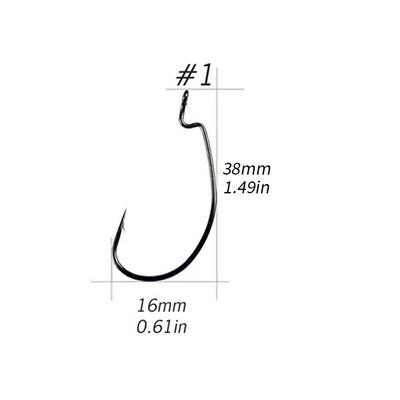 QualyQualy 20 komada 2 pakiranja veličina 1-12 2/0 1/0 3/0 4/0 Jig Worm Udica za mamac Ugljični čelik Mekani mamci Mamci Offset ribolovne udice