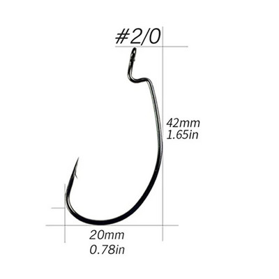 QualyQualy 20 komada 2 pakiranja veličina 1-12 2/0 1/0 3/0 4/0 Jig Worm Udica za mamac Ugljični čelik Mekani mamci Mamci Offset ribolovne udice