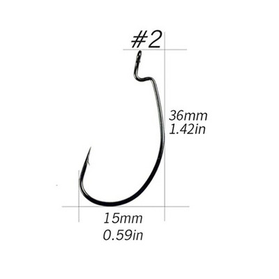 QualyQualy 20 komada 2 pakiranja veličina 1-12 2/0 1/0 3/0 4/0 Jig Worm Udica za mamac Ugljični čelik Mekani mamci Mamci Offset ribolovne udice