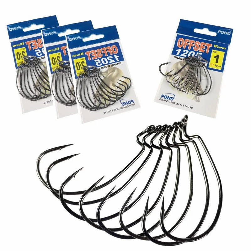 QualyQualy 20 komada 2 pakiranja veličina 1-12 2/0 1/0 3/0 4/0 Jig Worm Udica za mamac Ugljični čelik Mekani mamci Mamci Offset ribolovne udice