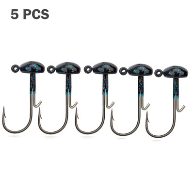 5tk/partii Mushroom Jig Head õngekonks Weedless Fishing Ned Rig Bass kalastustarvete Jig Head Set 3,5g 5g 7g