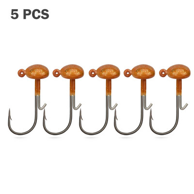 5tk/partii Mushroom Jig Head õngekonks Weedless Fishing Ned Rig Bass kalastustarvete Jig Head Set 3,5g 5g 7g