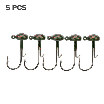5tk/partii Mushroom Jig Head õngekonks Weedless Fishing Ned Rig Bass kalastustarvete Jig Head Set 3,5g 5g 7g