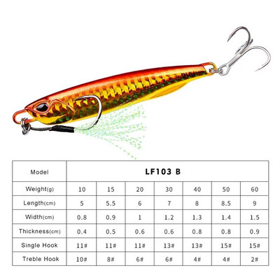 Hot Metal Jig Püügilant Kaalud 10-60g Trolling Hard Bait Bass Fishing Söödatarbed Forell Jigging Land Jigis Merevee landid