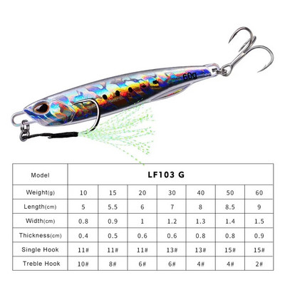 Hot Metal Jig Püügilant Kaalud 10-60g Trolling Hard Bait Bass Fishing Söödatarbed Forell Jigging Land Jigis Merevee landid