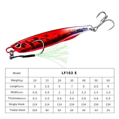 Hot Metal Jig Püügilant Kaalud 10-60g Trolling Hard Bait Bass Fishing Söödatarbed Forell Jigging Land Jigis Merevee landid
