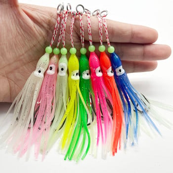 5 τμχ Jig Assist Hook 90mm Φωτεινό Octopus Slow Soft Skirted Lure Saltwater Double Hook Inchiku Fish Hooks Tai Kabura Peche