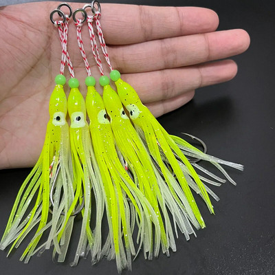 5 komada udice za pomoć pri ubodu 90 mm Svjetleća hobotnica Slow Soft Skirted Lure Dvostruka udica za slanu vodu Inchiku Udice za ribu Tai Kabura Peche