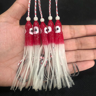 5 komada udice za pomoć pri ubodu 90 mm Svjetleća hobotnica Slow Soft Skirted Lure Dvostruka udica za slanu vodu Inchiku Udice za ribu Tai Kabura Peche